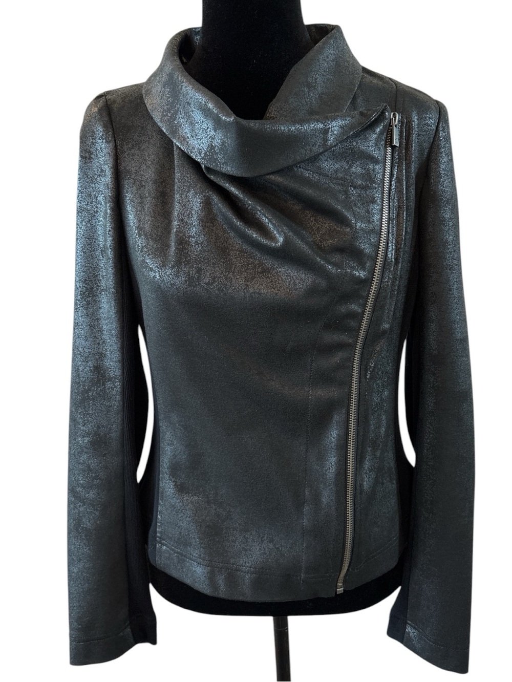 Vince Camuto Black Asymmetrical Zip Jacket